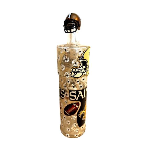 New Orleans Saints Designer Glass Bottle w/ Lights *Unique Gift Idea - Picture 6 of 8